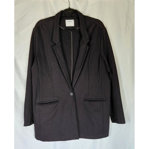 Old Navy One-Button Blazer XL Black Knit Dark Academia Classic Career Office - Picture 1 of 10